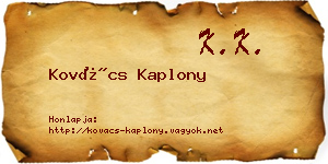 Kovács Kaplony névjegykártya